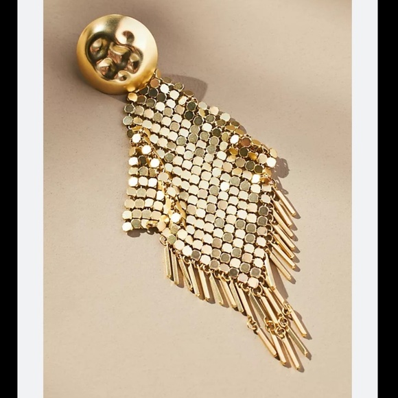 Anthropologie NWT Fringed Chainmail Drop Earrings. - Picture 3 of 4
